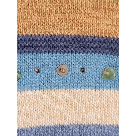 Alfred Dunner Short Sleeve Top Blue Tan Striped Embellished Knit Women's Size 1X - Picture 6 of 10